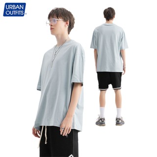 Áo Thun Nam Tay Lở URBAN OUTFITS Cổ Tròn Overtee Trơn Form Rộng Big Size 100%Cotton Unisex Không Cổ Blue Nhạt ATO01LBL