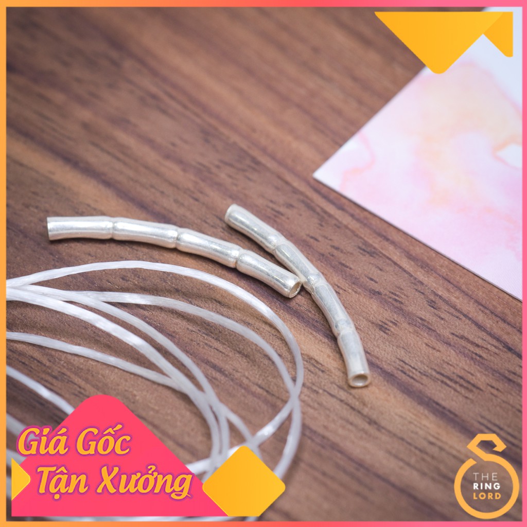 Thanh ống bạc, thanh kiềng bạc kết vòng tay ống to dễ luồn dây | Bạc Thái 925 | 3cm