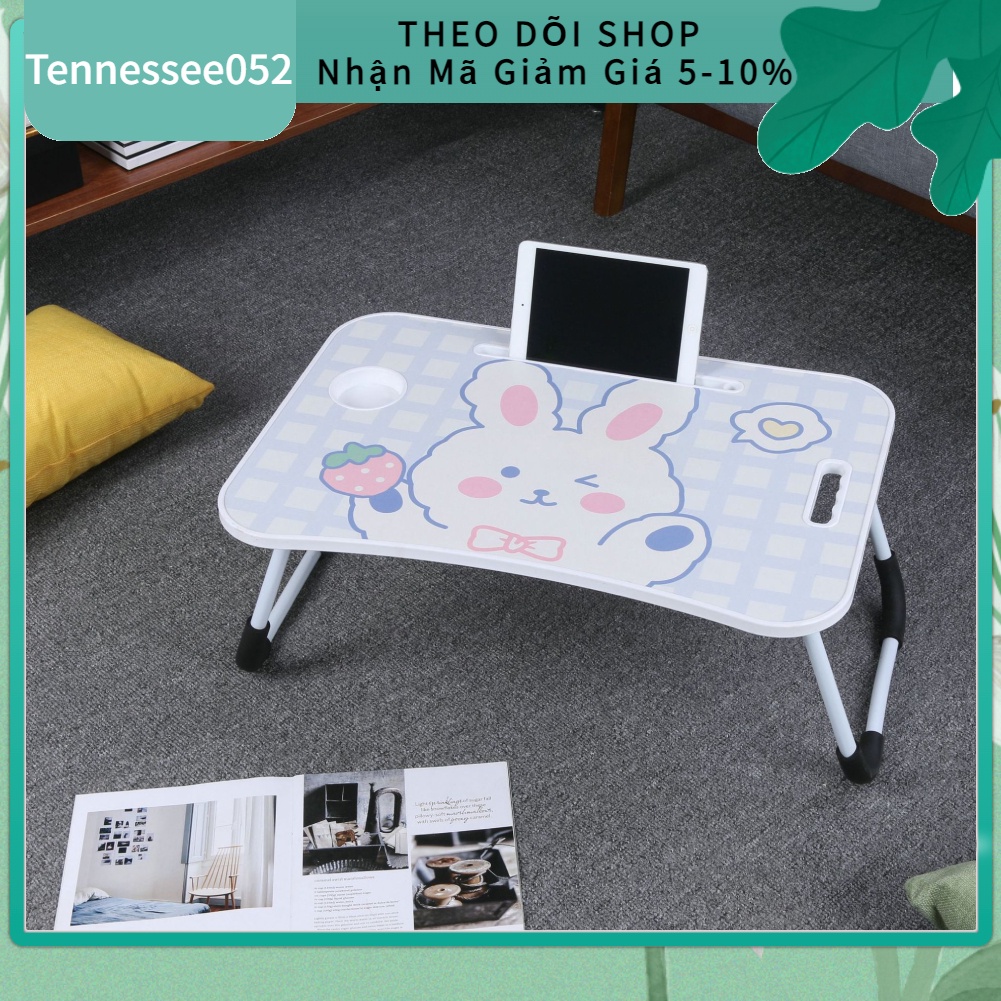 Bàn học gấp gọn cao cấp có khe để điện thoại và ngăn kéo để cốc nước hình hoạt hình dễ thương