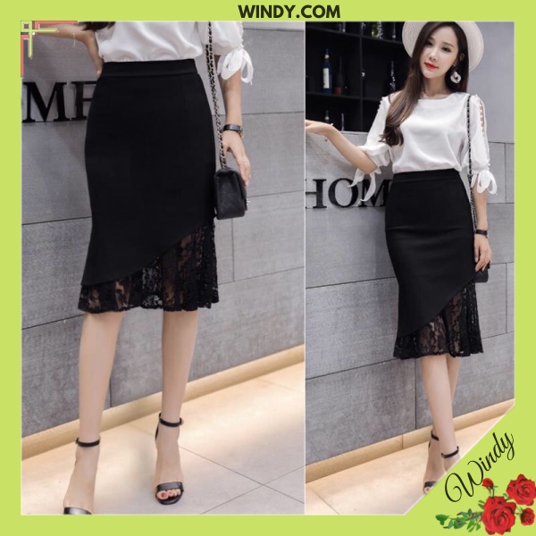 CHÂN VÁY BÚT CHÌ PHỐI REN SIÊU ĐẸP DÀI 60cm