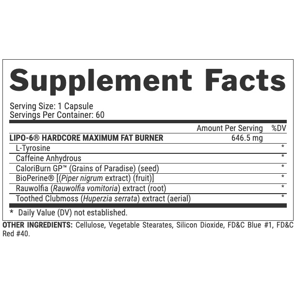 NUTREX LIPO6 HARDCORE - FAT BURNER LIPO 6 ĐỐT MỠ MẠNH MẼ NHẤT (60 VIÊN)