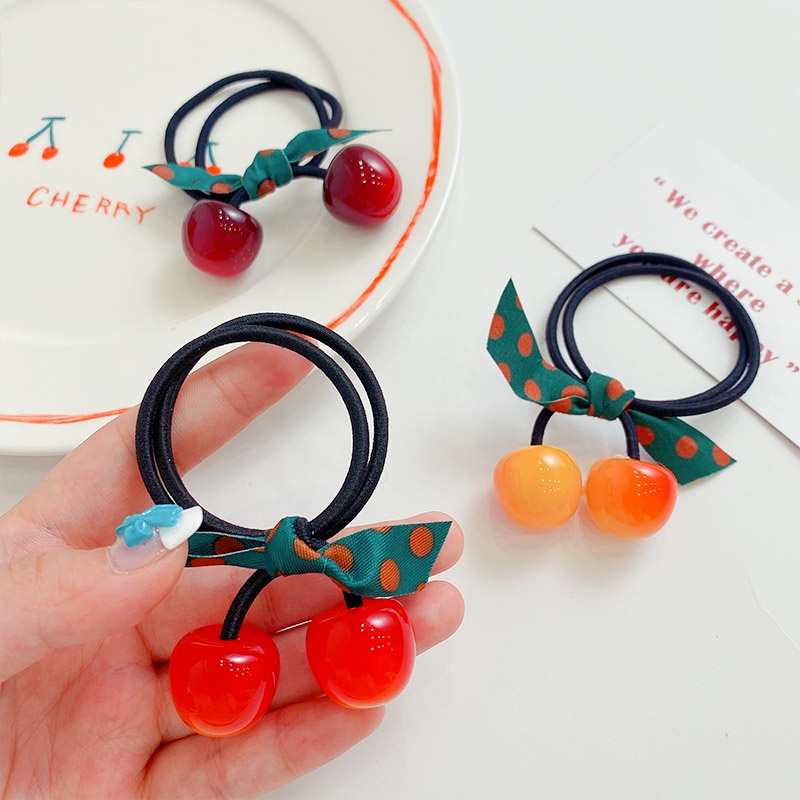 Dây Buộc Tóc Cao Su Họa Tiết Quả Cherry Dễ Thương Thời Trang 2022 Cho Bé Gái
