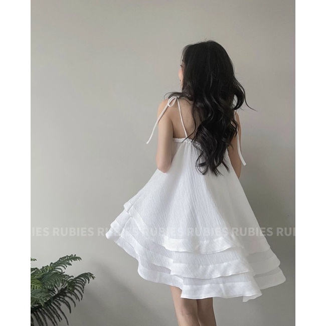 Đầm xoè babydoll 2 dây thắt nơ cao cấp