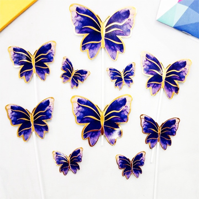 phụ kiện bánh kem [FREESHIP❤️] sét 10 bướm giấy ánh kim