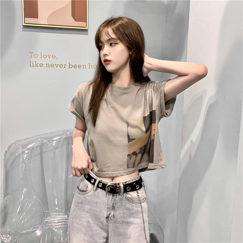 Áo Thun crop top Dáng Rộng Tay Ngắn Phong Cách Hàn Quốc Cho Nữ Áo phông Nữ NZ-TX-23