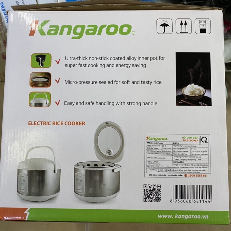 Nồi cơm điện Kangaroo KG29 1.8L Công suất 700W