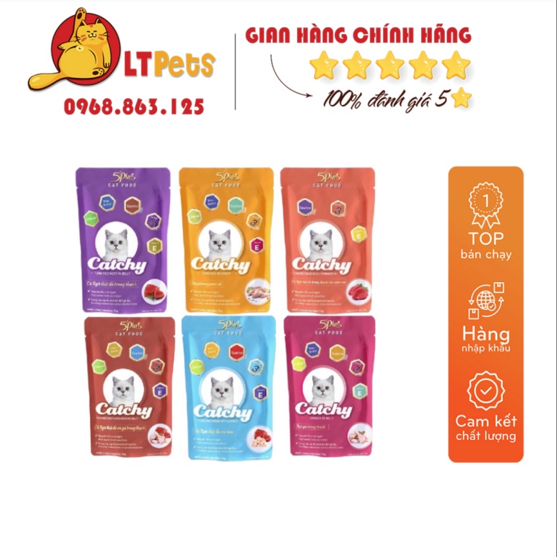 Pate Catchy dành cho mèo cưng dạng gói 70g nhiều vị