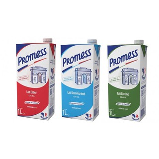 Sữa Bò Tươi Nguyên Kem, Ít Béo Và Không Béo Promess Hộp 1L