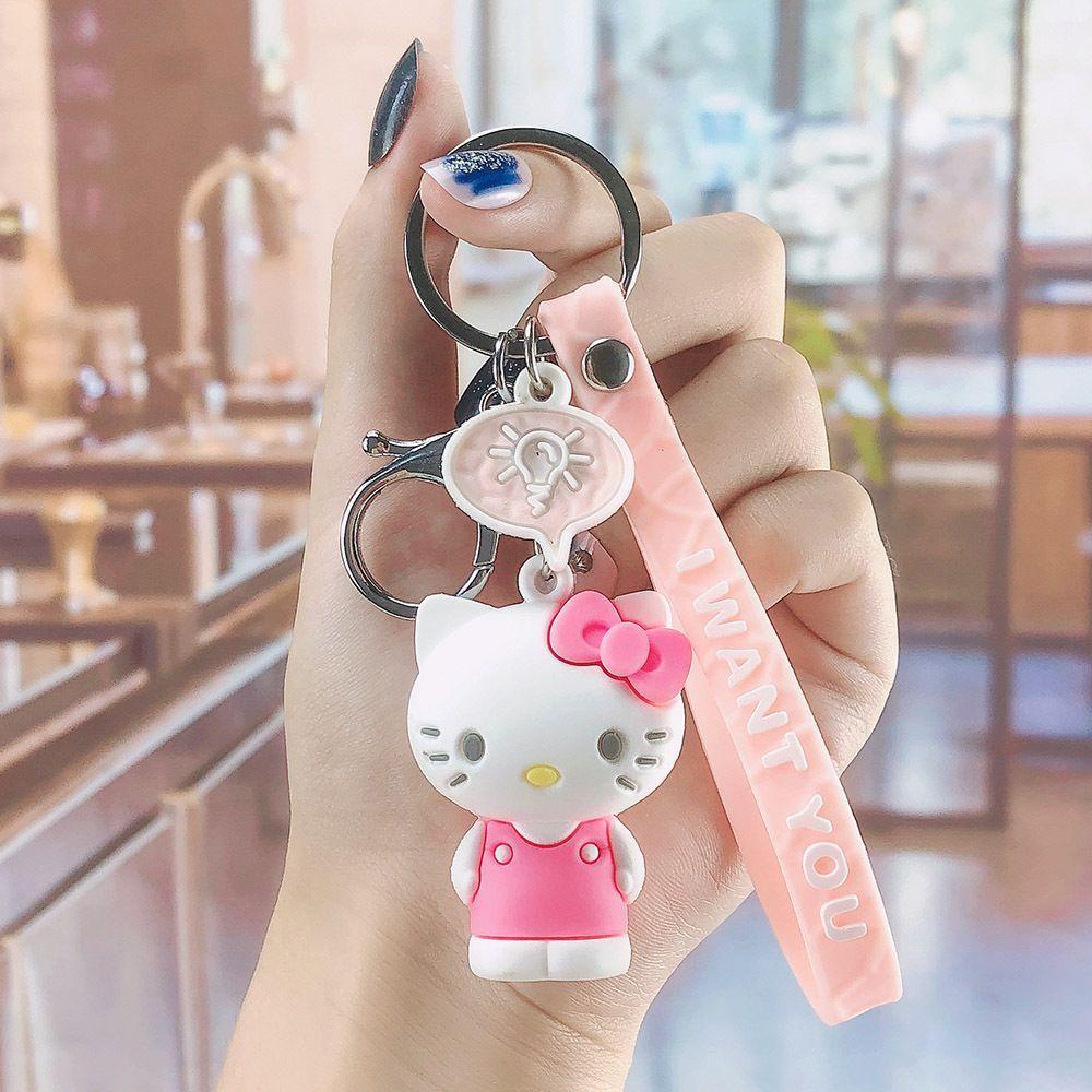 Móc Khóa Búp Bê Anime Kuromi Mắt To Bằng Silicone Sáng Tạo
