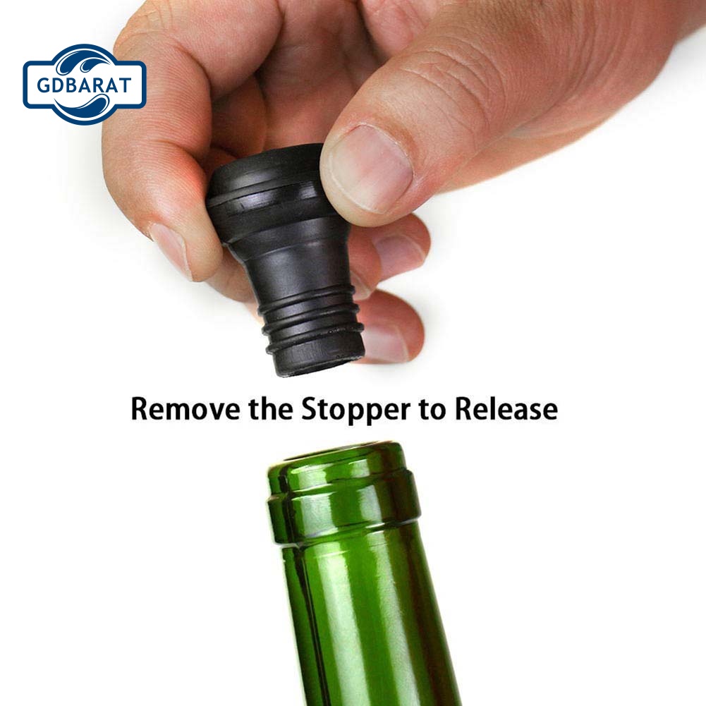 Máy Bơm Chân Không Bảo Quản Chai Rượu Vang Đỏ Kèm 6 Nút Chặn Bằng Silicone