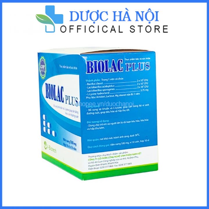 Men tiêu hóa Biolac Plus tăng cường hệ tiêu hóa , giảm đau bụng đầy hơi hộp 100 viên