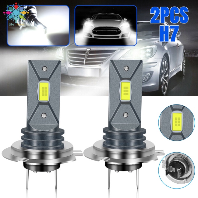 Set 2 Bóng Đèn Pha Led H7 160w 20000lm 6000k Ánh Sáng Trắng Siêu Sáng Dành Cho Ô Tô
