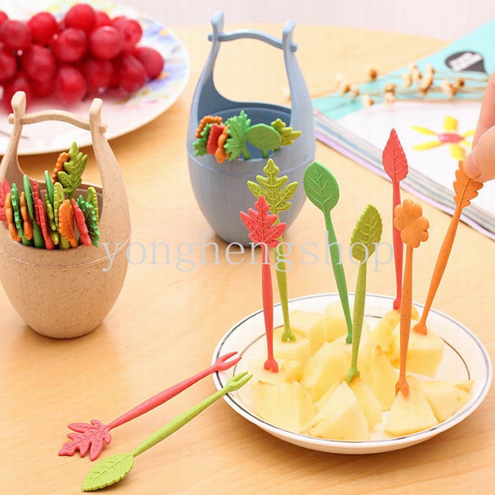 Set 16 Nĩa Ăn Trái Cây Hình Chiếc Lá Độc Đáo