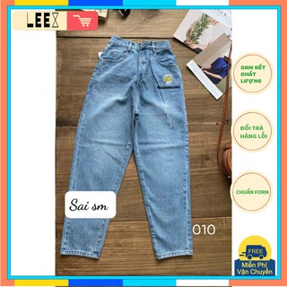 [LEEXSTORE] Quần jean baggy hoa cúc thêu