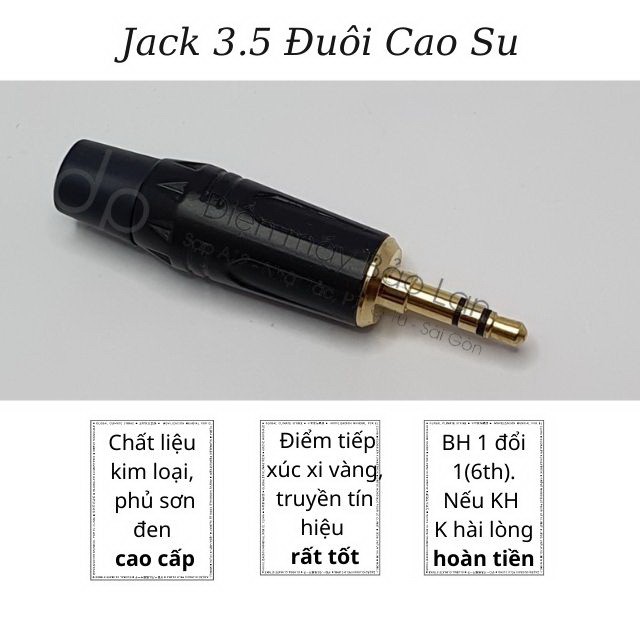 ( Xi Vàng Cao Cấp ) Jack 3.5mm, Jack 3 Ly Đuôi Cao Su Màu Đỏ Đen