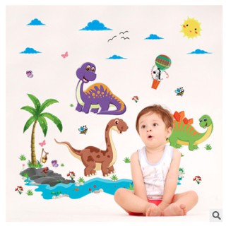 Decal dán tường hình khủng long kute cho bé