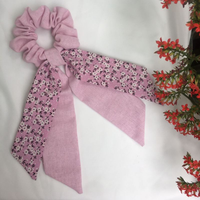 [Handmade] - Cột tóc nơ đôi line phối hoa - LoLy Store