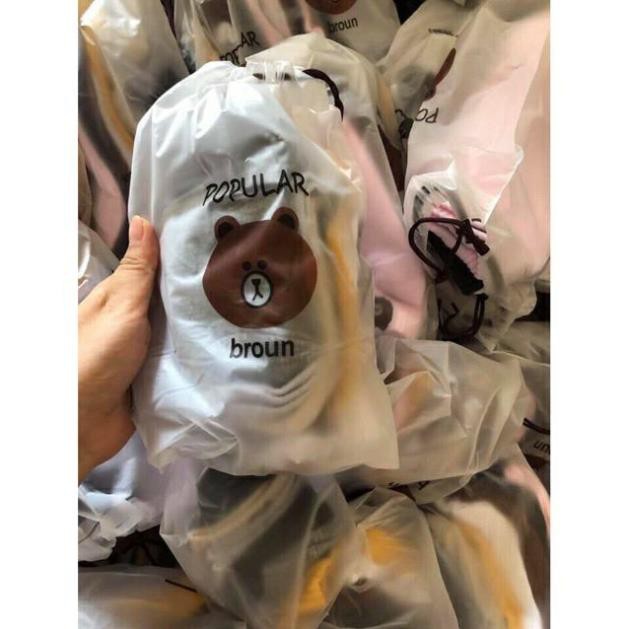 Set 10 Đôi Tât Gấu Kèm Túi Zip Broun .