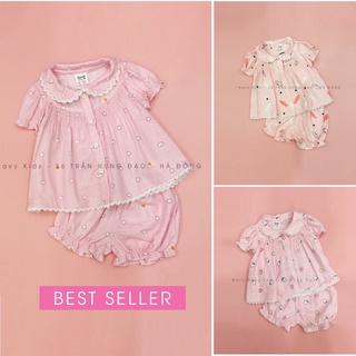 Bộ xô đũi cộc tay siêu mềm và hút mồ hôi cho bé gái mùa hè - bộ quần áo điệu đà cho bé gái.