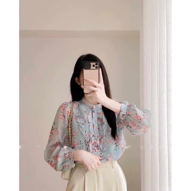 Áo sơ mi hoa tơ xước 3 màu ( thân 2 lớp)