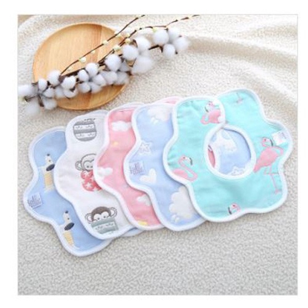 Sét 2 Yếm Xô Tròn Organic 4 Lớp Xoay 360 Độ Mẫu Mới Cho Bé | Minizon Kids