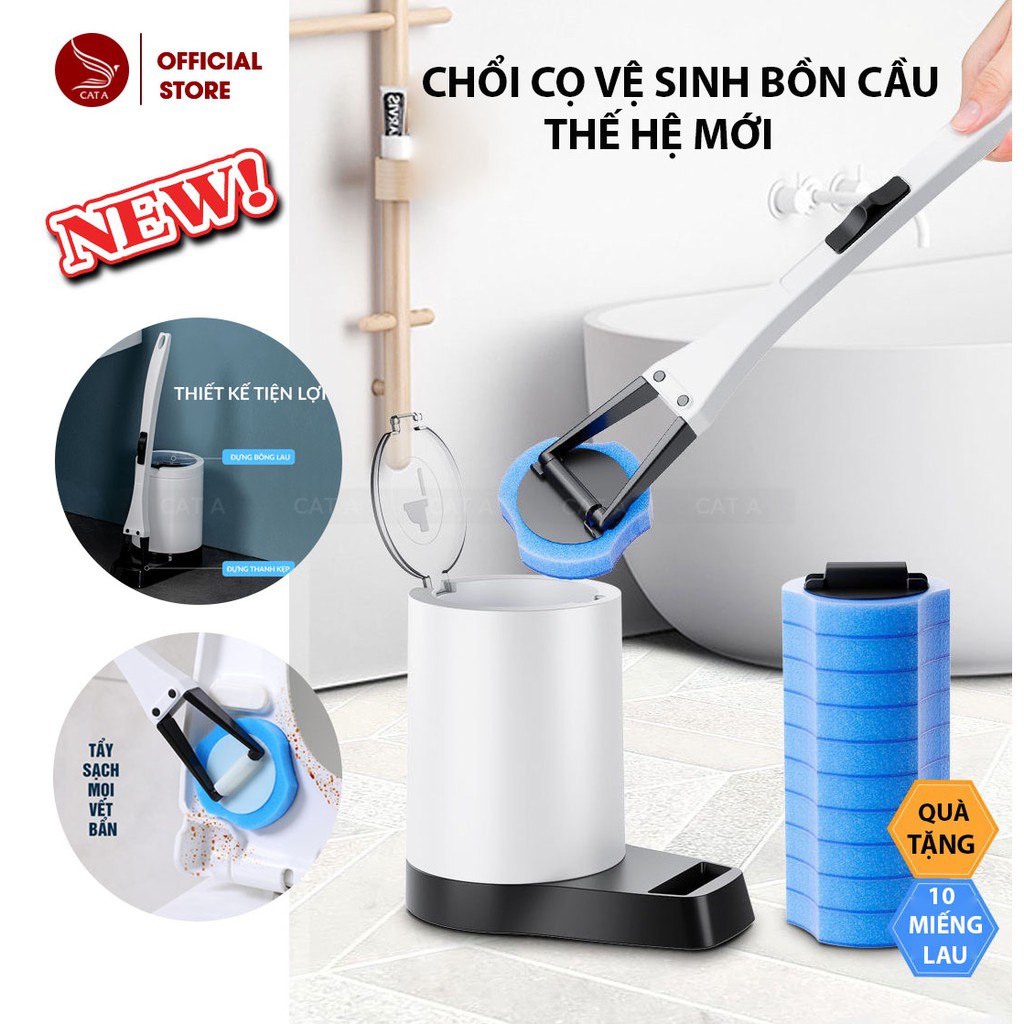 Bộ Vệ Sinh Bồn Cầu Nhà Tắm Toilet đa năng Diệt vi khuẩn Pulito, Cọ vệ sinh toilet dùng 1 lần có sẵn dung dich tẩy!