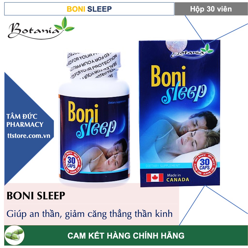 ✅[Chính Hãng] BoniSleep 30 viên giúp an thần ngủ ngon giảm căng thẳng stress [Boni sleep]