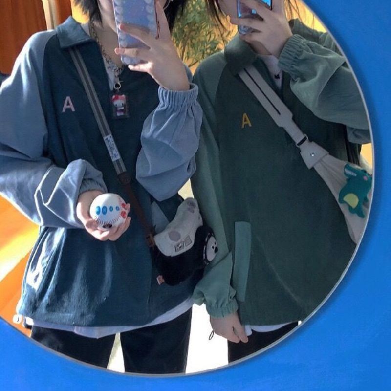 [Hàng order] Áo nỉ da cá mỏng nữ thêu chữ A bo zip cá tính (ảnh thật) | BigBuy360 - bigbuy360.vn