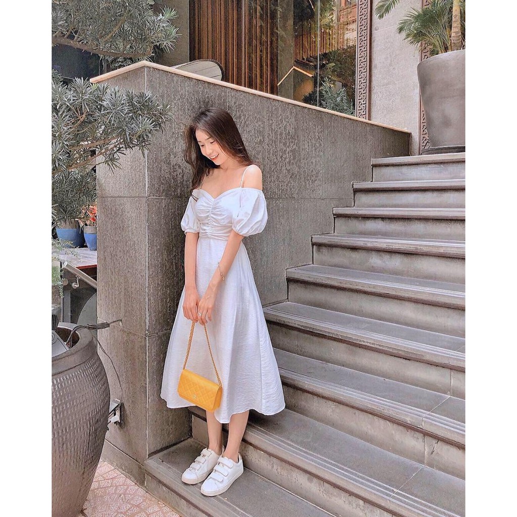 (VIDEO+HÌNH THẬT) Đầm 2 Dây Tay Phồng Nhẹ CHIK- CHIK DRESS Mẫu Mới ( TRẮNG ) | BigBuy360 - bigbuy360.vn