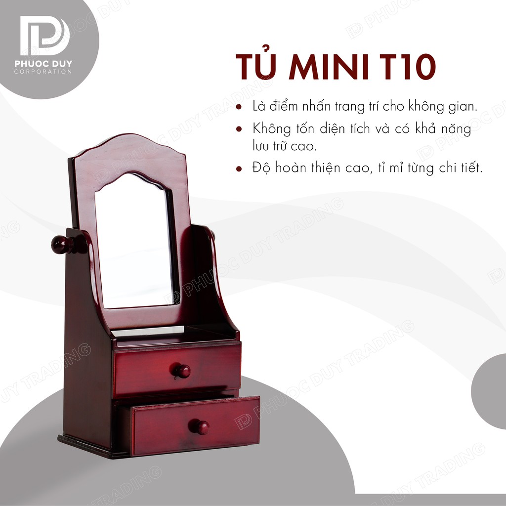 Tủ mini để bàn đa năng - Tủ nữ trang mỹ phẩm T10 có gương