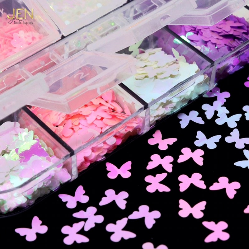 Sequin nhũ kim tuyến hoa và bướm-phụ kiện nail móng