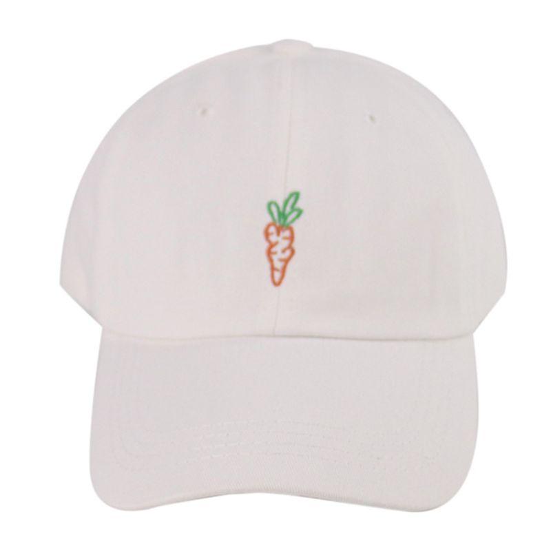 Mũ Lưỡi Trai Cotton Màu Trơn Thêu Hình Củ Cà Rốt Dễ Thương Phong Cách Harajuku