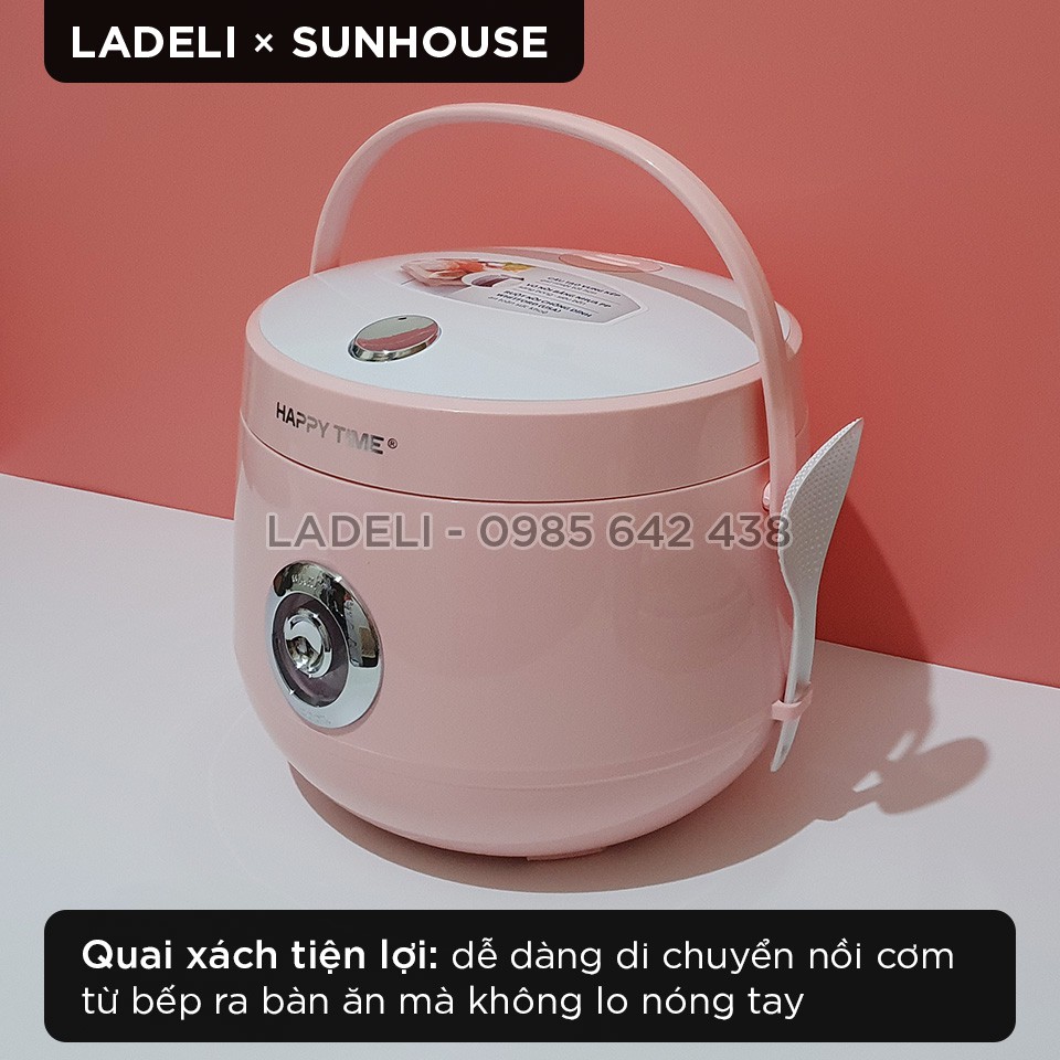 Nồi cơm điện 1.8L SUNHOUSE HappyTime HTD8521P thân nhựa chống bỏng | BigBuy360 - bigbuy360.vn