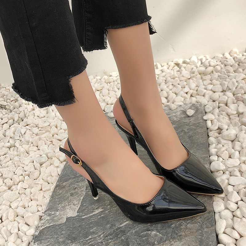 Kho sẵn sàng Giày Cao Gót Mũi Nhọn Phong Cách Hàn Quốc Dễ Phối Đồ