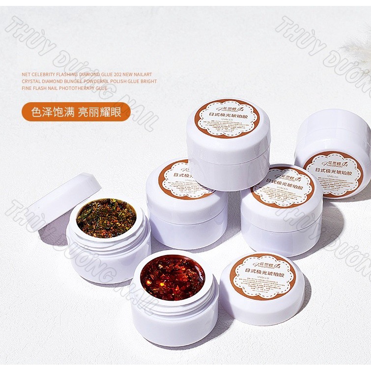 Gel nhũ hổ phách Aurora Amber siêu sáng, đặc, loại tốt 5ml chuyên dùng làm nail