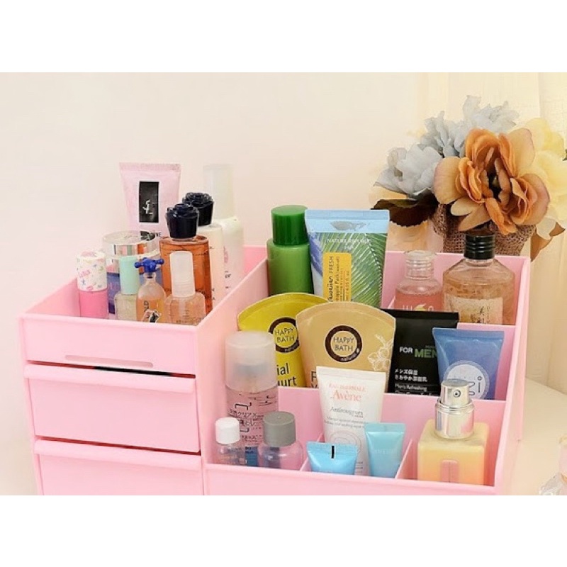 Kệ mỹ phẩm 2 ngăn kéo, nhựa cao cấp - Kệ mỹ phẩm mini tiện dụng - Kệ mỹ phẩm bằng nhựa cao cấp