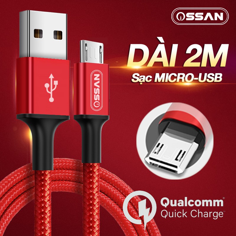 [Dài 2M] Cáp dù sạc nhanh cổng Micro - USB OSSAN