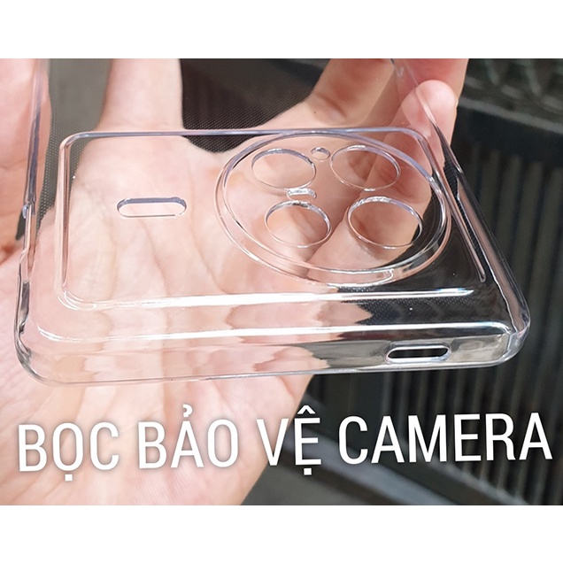 Ốp lưng cứng trong suốt có bọc camera không ố màu Pudini