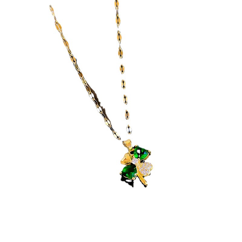 Dây Chuyền Thép Titan Nhẹ Đính Đá Zircon Hình Bông Hoa Sang Trọng