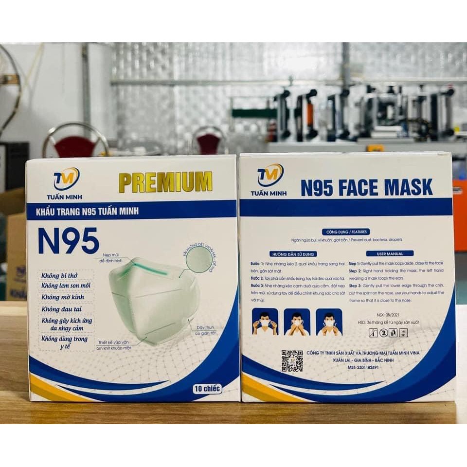 Hộp 10 Khẩu trang N95  (Tiêu Chuẩn Xuất khẩu BFE ≥95%) Khẩu Trang Y Tế 5 Lớp VN95 Kháng Khuẩn | BigBuy360 - bigbuy360.vn