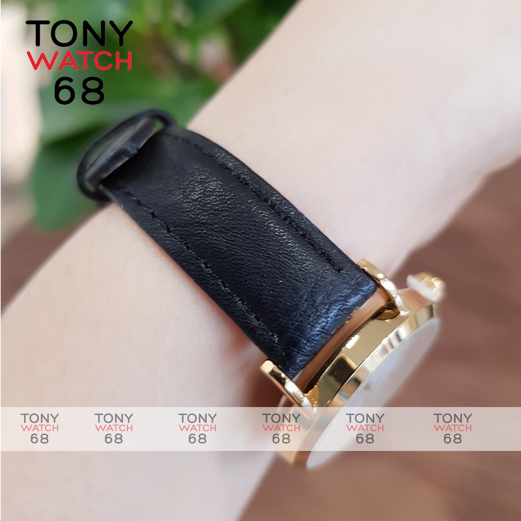 Đồng hồ cặp đôi nam nữ Halei dây da chống nước chính hãng viền mạ vàng Tony Watch 68 | BigBuy360 - bigbuy360.vn