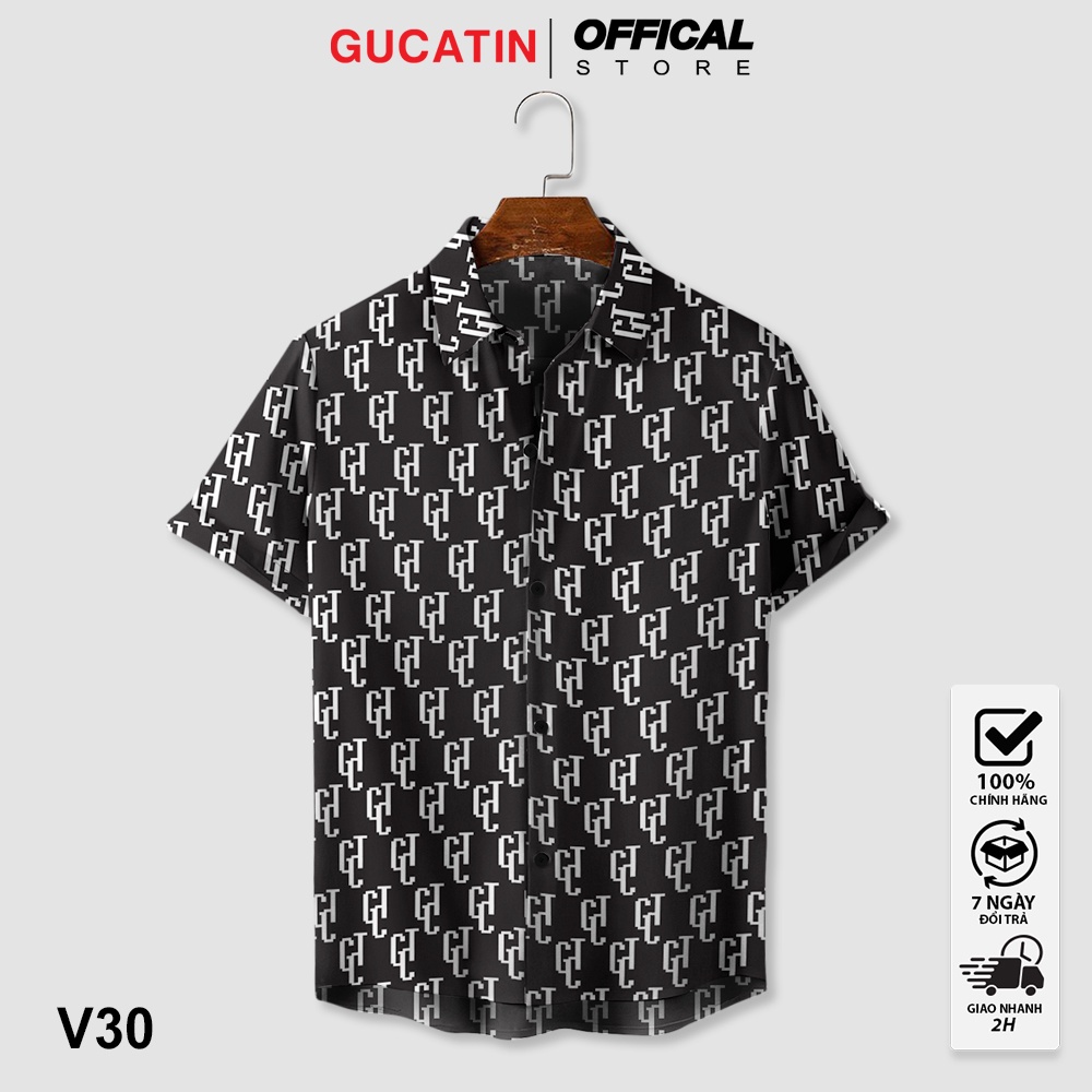 Áo sơ mi GUCATIN nam nữ form rộng, sơ mi hoạ tiết unisex chất vải thoáng mát V-30