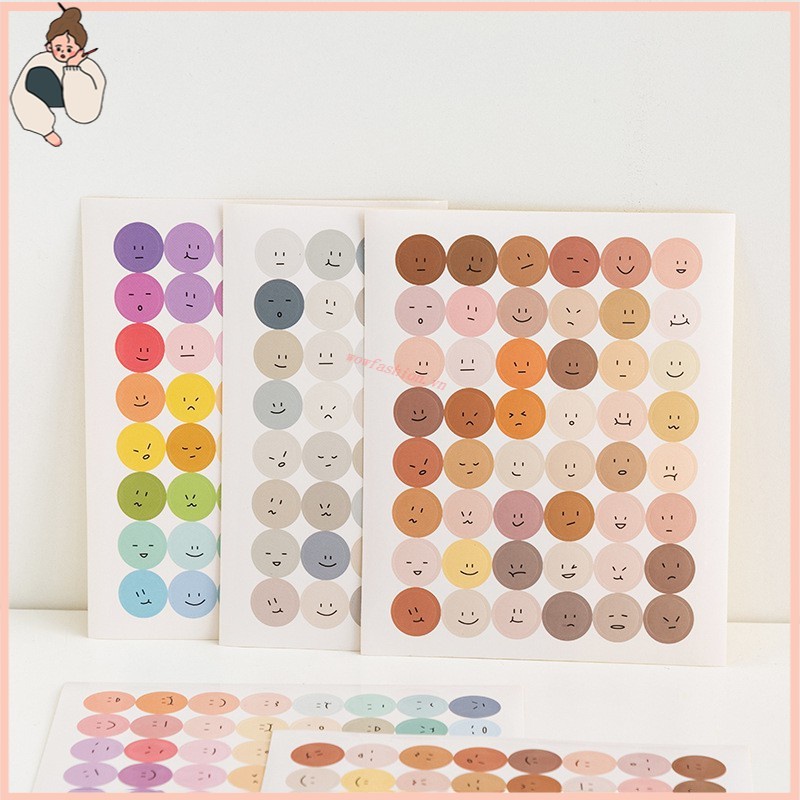 Miếng Dán Tròn Họa Tiết Mặt Cười Dễ Thương Dùng Trang Trí Diy