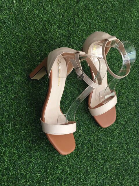 (ẢNH THẬT SAU) Giày sandal cao gót quay ngang da mềm cao cấp