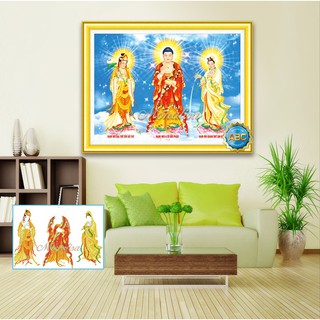 Tranh đính đá TAM THẾ PHẬT y8281 (90x65cm) chưa đính