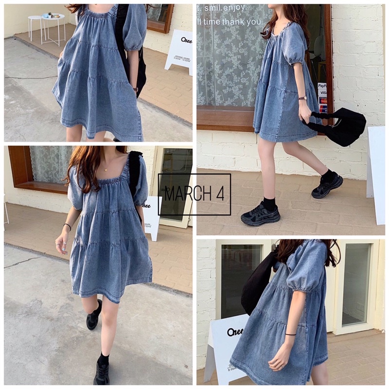 Đầm Babydoll Jean - Váy Denim Mùa Hè