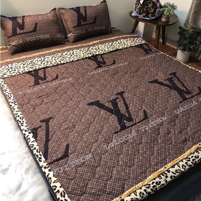 Bộ chăn ga gối poly 5 món chăn trần hè đủ mọi kích thước