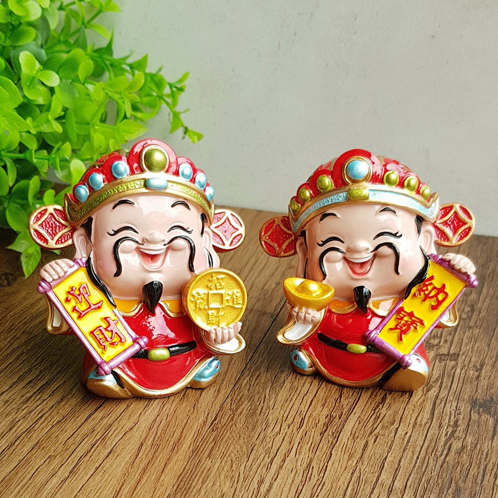 Tượng chibi Thần Tài may mắn 7cm - bộ 2 tượng Chiêu Tài - Tấn Bảo