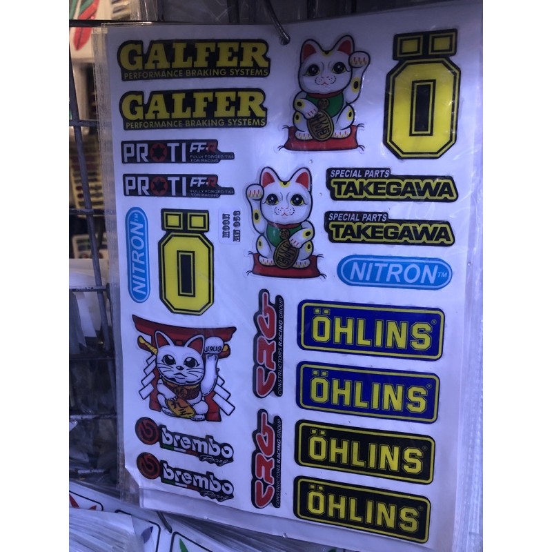 Tem dán xe máy mèo may mắn