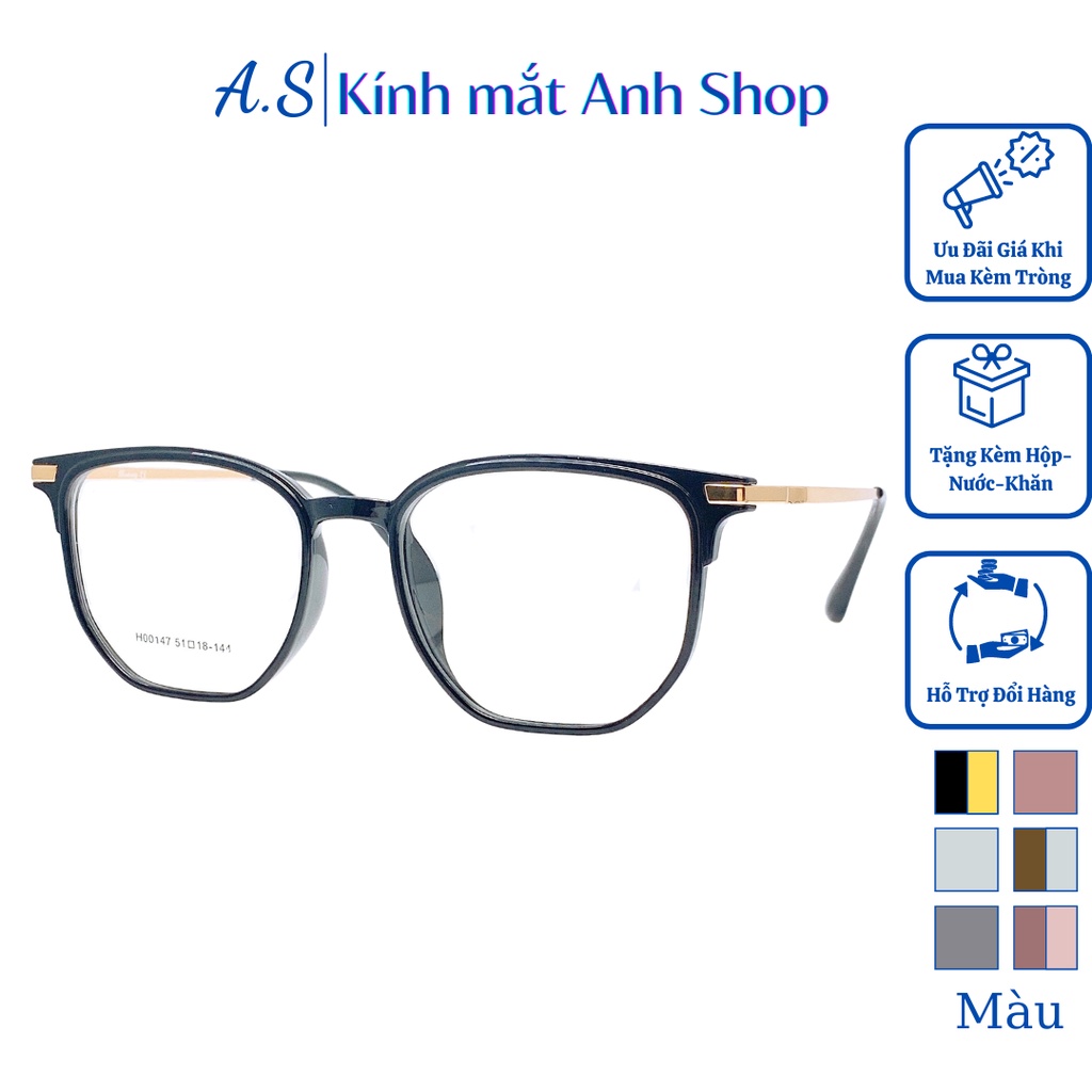 Gọng kính giả cận thời trang chất liệu kim loại lục giác 00147 nhận cắt cận viễn loạn giá ưu đãi
